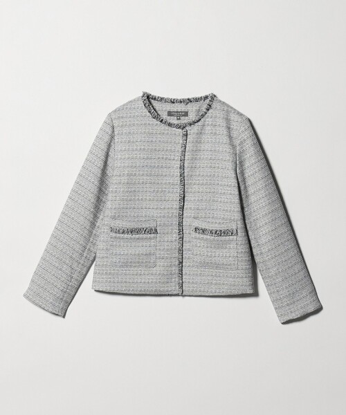 A DAY IN THE LIFE UNITED ARROWS（アデイインザライフユナイテッドアローズ）の「ツイードライク フリンジジャケット ＜A DAY IN THE LIFE＞（ノーカラージャケット・レディース・ライトグレー/ネイビー・40/38/36）」の12枚目の写真