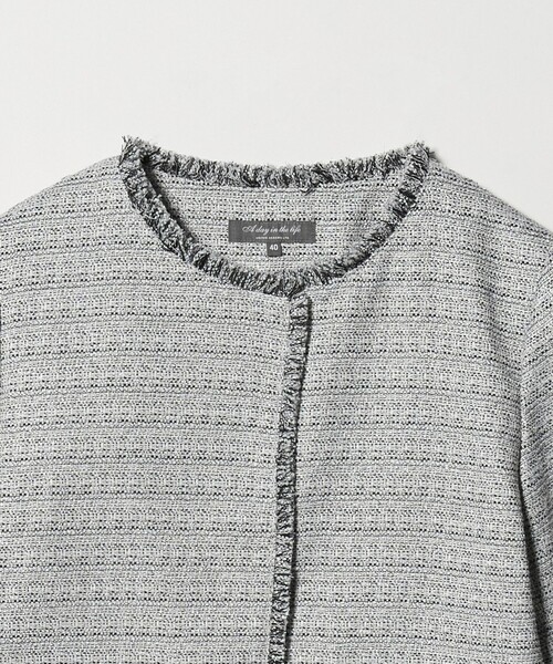 A DAY IN THE LIFE UNITED ARROWS（アデイインザライフユナイテッドアローズ）の「ツイードライク フリンジジャケット ＜A DAY IN THE LIFE＞（ノーカラージャケット・レディース・ライトグレー/ネイビー・40/38/36）」の14枚目の写真