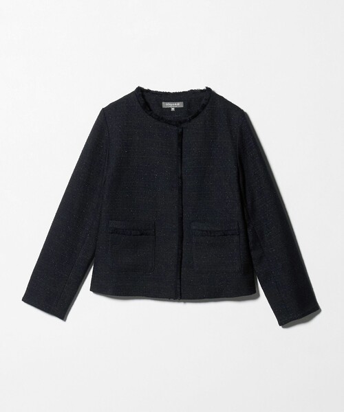 A DAY IN THE LIFE UNITED ARROWS（アデイインザライフユナイテッドアローズ）の「ツイードライク フリンジジャケット ＜A DAY IN THE LIFE＞（ノーカラージャケット・レディース・ライトグレー/ネイビー・40/38/36）」の20枚目の写真