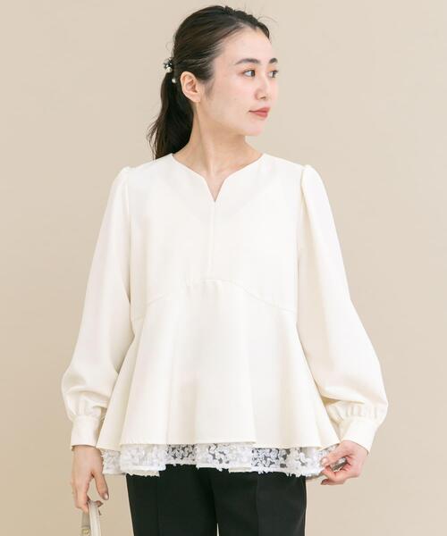 URBAN RESEARCH ROSSO WOMEN（アーバンリサーチ　ロッソ）の「『WEB限定』レイヤードペプラムブラウス（シャツ/ブラウス・レディース・ブラック系その他/ホワイト系その他・FREE）」の3枚目の写真
