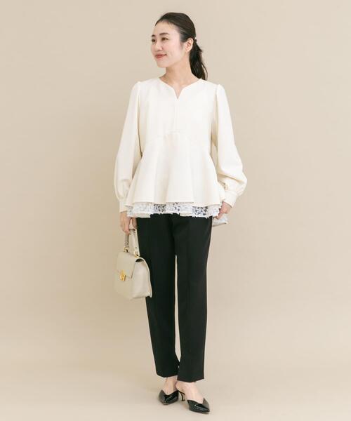 URBAN RESEARCH ROSSO WOMEN（アーバンリサーチ　ロッソ）の「『WEB限定』レイヤードペプラムブラウス（シャツ/ブラウス・レディース・ブラック系その他/ホワイト系その他・FREE）」の7枚目の写真