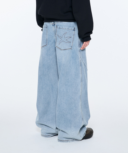 THECOLDESTMOMENT(ザコールデストモーメント)の「TCM starfish denim pants (blue)(デニムパンツ・レディース・その他・S/M/L)」の1枚目の写真