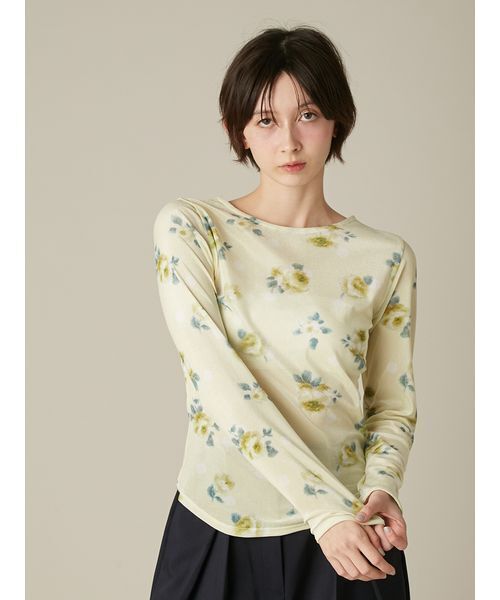 FURFUR(ファーファー)の「ぼかしフラワープリントシアープルオーバー(Tシャツ/カットソー・レディース・アイボリー/イエロー/ネイビー・F)」の17枚目の写真