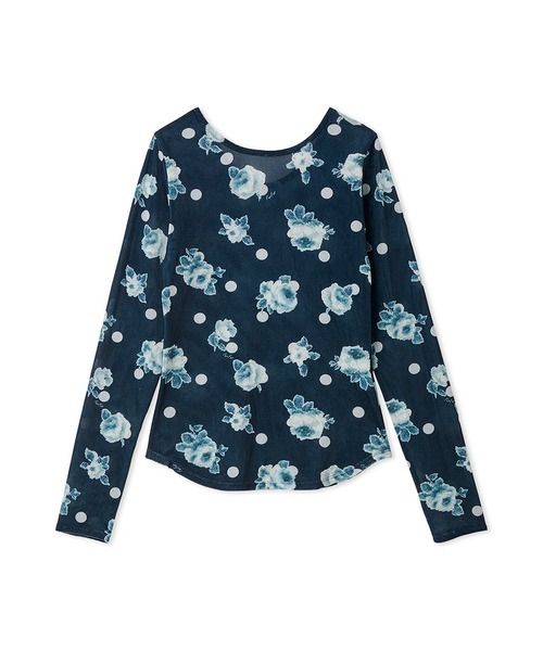 FURFUR（ファーファー）の「ぼかしフラワープリントシアープルオーバー（Tシャツ/カットソー・レディース・アイボリー/イエロー/ネイビー・F）」の3枚目の写真