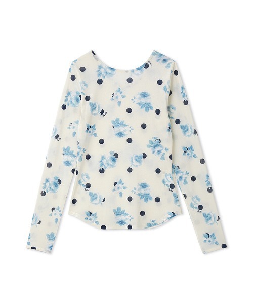 FURFUR（ファーファー）の「ぼかしフラワープリントシアープルオーバー（Tシャツ/カットソー・レディース・アイボリー/イエロー/ネイビー・F）」の2枚目の写真