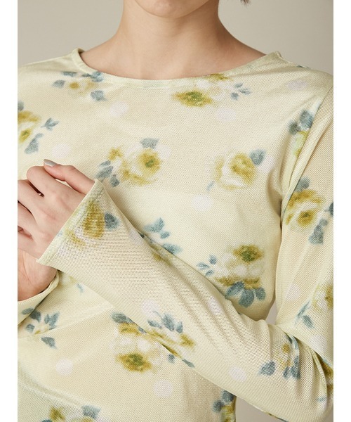 FURFUR（ファーファー）の「ぼかしフラワープリントシアープルオーバー（Tシャツ/カットソー・レディース・アイボリー/イエロー/ネイビー・F）」の7枚目の写真
