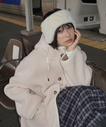 MOOD INSIDE WOMAN（ムード インサイド ウーマン）の「(ウィメンズ) オンデイポケットフードムートン_Ivory（ムートンコート）」