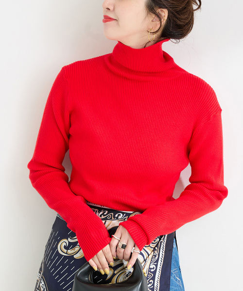 B.C STOCK（ベーセーストック）の「《追加3》ウォッシャブル / タートルリブニット2（ニット/セーター・レディース・レッド/イエロー/ブルー・FREE）」の3枚目の写真