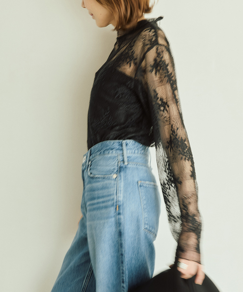 VERMEIL par iena（ヴェルメイユパーイエナ）の「Soft Lace トップス（シャツ/ブラウス・レディース・ブラック/ホワイト・FREE）」の2枚目の写真