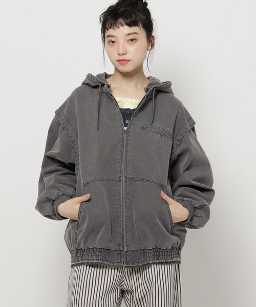 niko and...（ニコアンド）の「ヴィンテージマルチWAYフードブルゾン（ブルゾン・レディース・ピンク/ライトブルー/ブラック・FREE）」の6枚目の写真