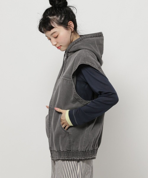 niko and...（ニコアンド）の「ヴィンテージマルチWAYフードブルゾン（ブルゾン・レディース・ピンク/ライトブルー/ブラック・FREE）」の9枚目の写真