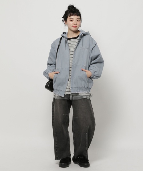 niko and...（ニコアンド）の「ヴィンテージマルチWAYフードブルゾン（ブルゾン・レディース・ピンク/ライトブルー/ブラック・FREE）」の13枚目の写真