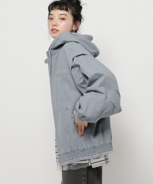 niko and...（ニコアンド）の「ヴィンテージマルチWAYフードブルゾン（ブルゾン・レディース・ピンク/ライトブルー/ブラック・FREE）」の15枚目の写真