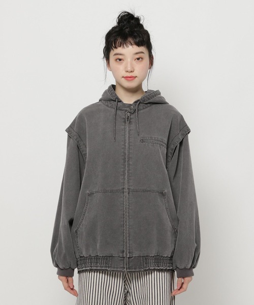 niko and...（ニコアンド）の「ヴィンテージマルチWAYフードブルゾン（ブルゾン・レディース・ピンク/ライトブルー/ブラック・FREE）」の16枚目の写真