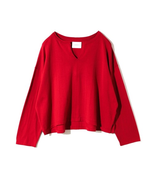 MIDIUMISOLID(ミディウミソリッド)の「MIDIUMISOLID for Ladies スキッパーワイドプルオーバー(ニット/セーター・レディース・ベージュ/レッド/ブラック・FREE)」の4枚目の写真