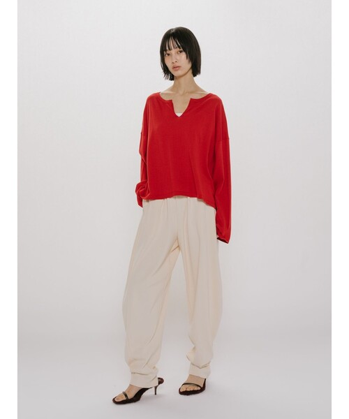 MIDIUMISOLID(ミディウミソリッド)の「MIDIUMISOLID for Ladies スキッパーワイドプルオーバー(ニット/セーター・レディース・ベージュ/レッド/ブラック・FREE)」の10枚目の写真