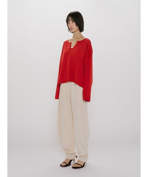 MIDIUMISOLID(ミディウミソリッド)の「MIDIUMISOLID for Ladies スキッパーワイドプルオーバー(ニット/セーター・レディース・ベージュ/レッド/ブラック・FREE)」の11枚目の写真