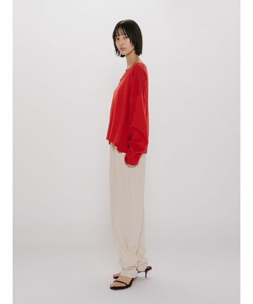 MIDIUMISOLID(ミディウミソリッド)の「MIDIUMISOLID for Ladies スキッパーワイドプルオーバー(ニット/セーター・レディース・ベージュ/レッド/ブラック・FREE)」の12枚目の写真