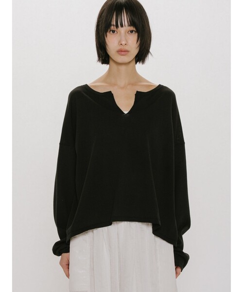 MIDIUMISOLID(ミディウミソリッド)の「MIDIUMISOLID for Ladies スキッパーワイドプルオーバー(ニット/セーター・レディース・ベージュ/レッド/ブラック・FREE)」の3枚目の写真