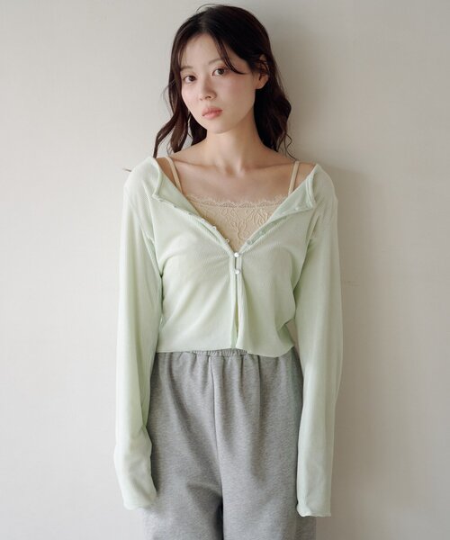 Kastane(カスタネ)の「【2026SSカタログ/5色展開】カップ付きフラワージャガードキャミ(キャミソール・レディース・アイボリー/ピンク/ホワイト/ミント/ブルー・FREE)」の9枚目の写真