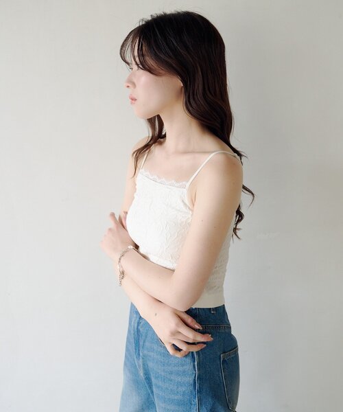 Kastane(カスタネ)の「【2026SSカタログ/5色展開】カップ付きフラワージャガードキャミ(キャミソール・レディース・アイボリー/ピンク/ホワイト/ミント/ブルー・FREE)」の12枚目の写真