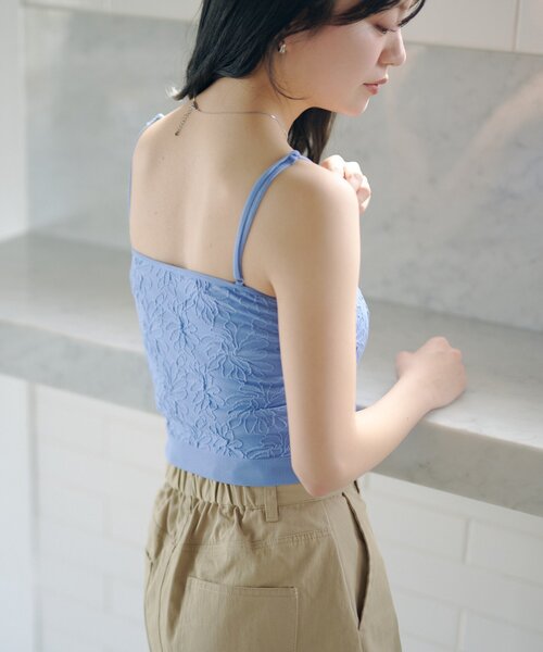 Kastane(カスタネ)の「【2026SSカタログ/5色展開】カップ付きフラワージャガードキャミ(キャミソール・レディース・アイボリー/ピンク/ホワイト/ミント/ブルー・FREE)」の19枚目の写真