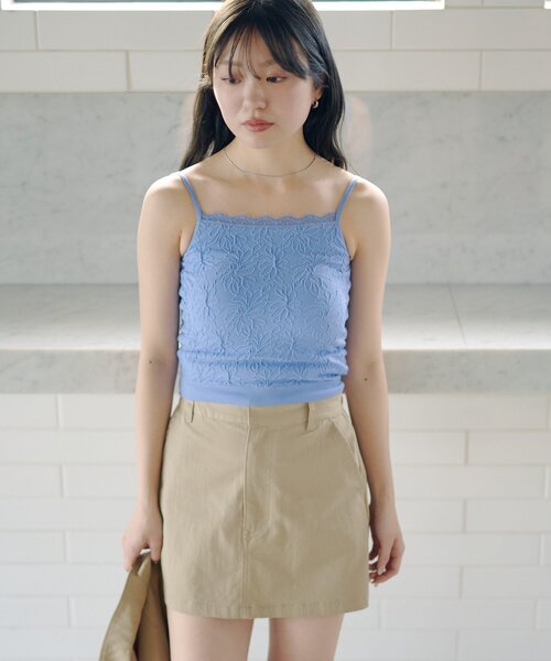 Kastane(カスタネ)の「【2026SSカタログ/5色展開】カップ付きフラワージャガードキャミ(キャミソール・レディース・アイボリー/ピンク/ホワイト/ミント/ブルー・FREE)」の21枚目の写真