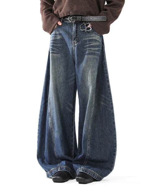 NEW GENTLEMAN(ニュージェントルマン)の「ブラッドデニム ワイドバギー バルーンパンツ(デニムパンツ・メンズ・ブルー/ブラック・L/M/S)」の14枚目の写真