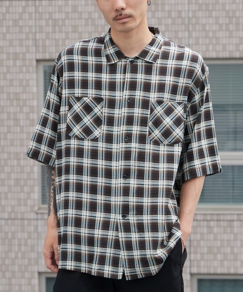DAN RIVER/ダンリバー 70s printed rayon check ss shirt レーヨン