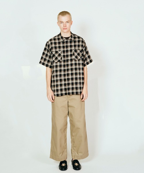 DAN RIVER（ダンリバー ）の「DAN RIVER/ダンリバー 70s printed rayon check ss shirt レーヨン レギュラーカラー 半袖 シャツ オンブレチェック タータンチェック メンズ レディース ユニセックス 秋 秋服 2026年秋冬（シャツ/ブラウス・メンズ・ブラウン/ブラック系1/ブラック系2・M/L）」の7枚目の写真