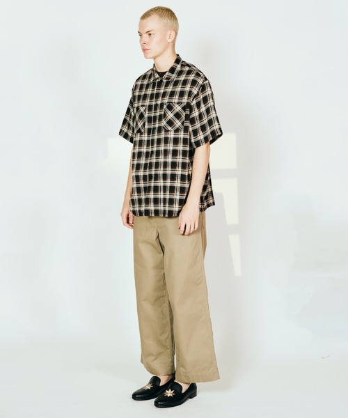 DAN RIVER（ダンリバー ）の「DAN RIVER/ダンリバー 70s printed rayon check ss shirt レーヨン レギュラーカラー 半袖 シャツ オンブレチェック タータンチェック メンズ レディース ユニセックス 秋 秋服 2026年秋冬（シャツ/ブラウス・メンズ・ブラウン/ブラック系1/ブラック系2・M/L）」の8枚目の写真