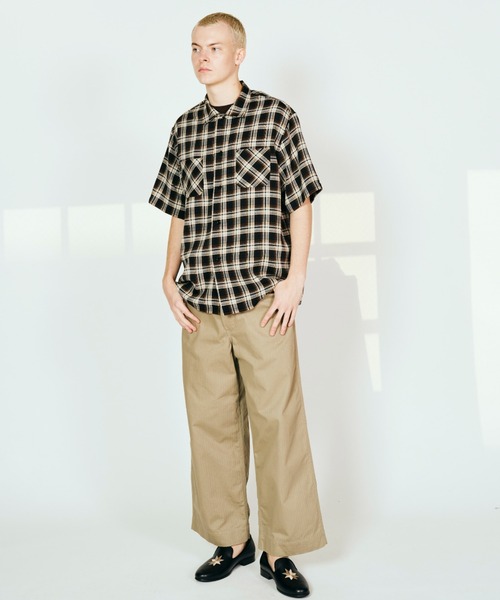 DAN RIVER（ダンリバー ）の「DAN RIVER/ダンリバー 70s printed rayon check ss shirt レーヨン レギュラーカラー 半袖 シャツ オンブレチェック タータンチェック メンズ レディース ユニセックス 秋 秋服 2026年秋冬（シャツ/ブラウス・メンズ・ブラウン/ブラック系1/ブラック系2・M/L）」の11枚目の写真