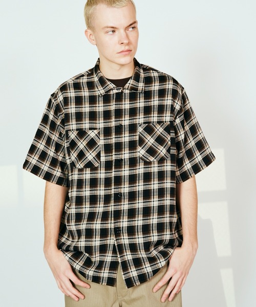 DAN RIVER（ダンリバー ）の「DAN RIVER/ダンリバー 70s printed rayon check ss shirt レーヨン レギュラーカラー 半袖 シャツ オンブレチェック タータンチェック メンズ レディース ユニセックス 秋 秋服 2026年秋冬（シャツ/ブラウス・メンズ・ブラウン/ブラック系1/ブラック系2・M/L）」の5枚目の写真