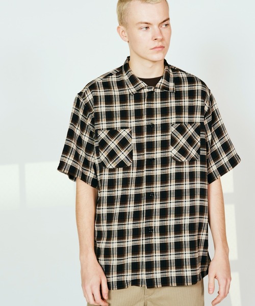 DAN RIVER（ダンリバー ）の「DAN RIVER/ダンリバー 70s printed rayon check ss shirt レーヨン レギュラーカラー 半袖 シャツ オンブレチェック タータンチェック メンズ レディース ユニセックス 秋 秋服 2026年秋冬（シャツ/ブラウス・メンズ・ブラウン/ブラック系1/ブラック系2・M/L）」の6枚目の写真