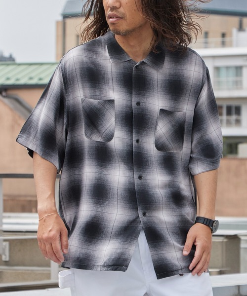 DAN RIVER（ダンリバー ）の「DAN RIVER/ダンリバー 70s printed rayon check ss shirt レーヨン レギュラーカラー 半袖 シャツ オンブレチェック タータンチェック メンズ レディース ユニセックス 秋 秋服 2026年秋冬（シャツ/ブラウス・メンズ・ブラウン/ブラック系1/ブラック系2・M/L）」の14枚目の写真