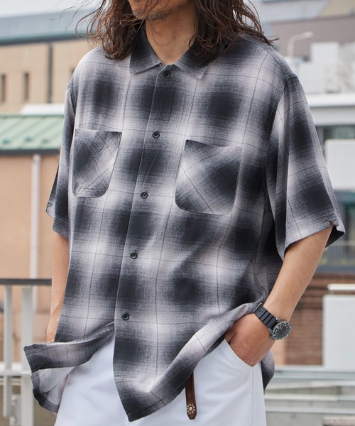 DAN RIVER（ダンリバー ）の「DAN RIVER/ダンリバー 70s printed rayon check ss shirt レーヨン レギュラーカラー 半袖 シャツ オンブレチェック タータンチェック メンズ レディース ユニセックス 秋 秋服 2026年秋冬（シャツ/ブラウス・メンズ・ブラウン/ブラック系1/ブラック系2・M/L）」の16枚目の写真