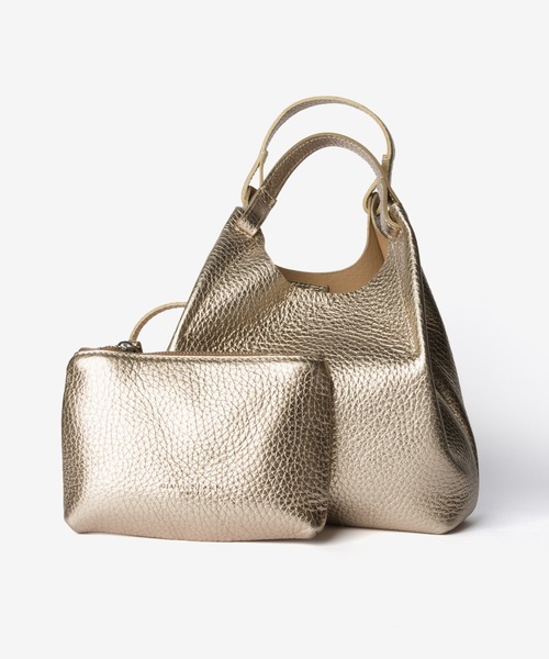 GIANNI CHIARINI（ジャンニ キアリーニ）の「GIANNI CHIARINI / DUA M レザー 2WAY トートバッグ（ポーチ付き）（ハンドバッグ・レディース・ゴールド/ブラック/ベージュ系1/ライトピンク・FREE）」の4枚目の写真