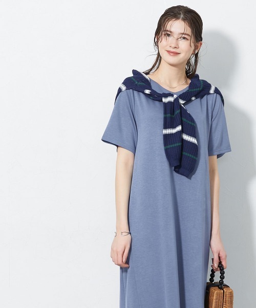 slattgir（スラットジール）の「高身長　ひんやり柔らかダンボールニットカットソーロングワンピース（接触冷感・吸汗速乾）（トールサイズ）（ワンピース・レディース・グレイッシュブルー/チャコール/ブラック・T3L/TL/TM/TLL/T5L/T4L）」の17枚目の写真