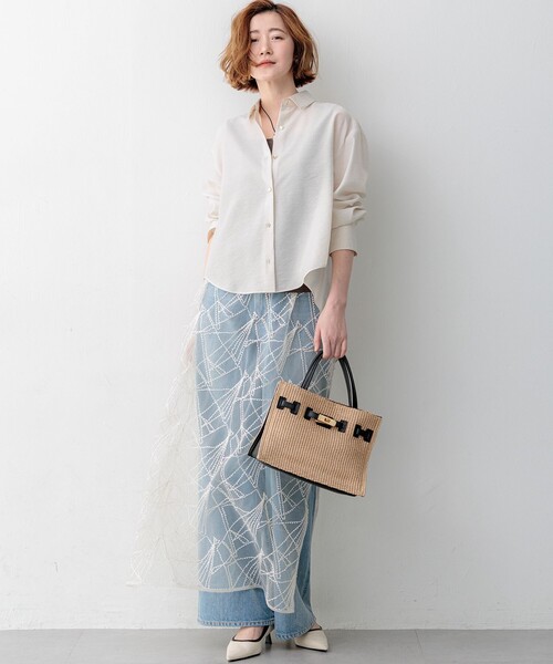 23区（ニジュウサンク）の「ワイドシルエット デニム パンツ（デニムパンツ・レディース・ライトグレー系/スカイブルー系・40/38/36）」の7枚目の写真