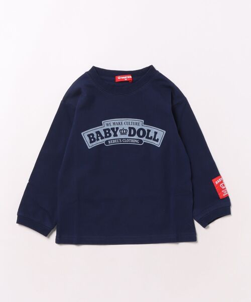 BABYDOLL(ベビードール)の「親子お揃い チャンキーアーチロゴロンT 1390K(Tシャツ/カットソー・キッズ・ネイビー/オフホワイト・80cm/90cm/110cm/120cm/130cm/140cm/100cm)」の9枚目の写真