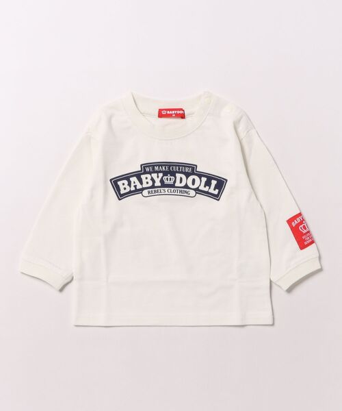 BABYDOLL(ベビードール)の「親子お揃い チャンキーアーチロゴロンT 1390K(Tシャツ/カットソー・キッズ・ネイビー/オフホワイト・80cm/90cm/110cm/120cm/130cm/140cm/100cm)」の4枚目の写真