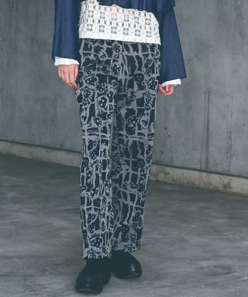 H.A.K(ハク)の「ニットジャカードトラックパンツ(その他パンツ・レディース・ネイビー/ベージュ・2/1)」の2枚目の写真