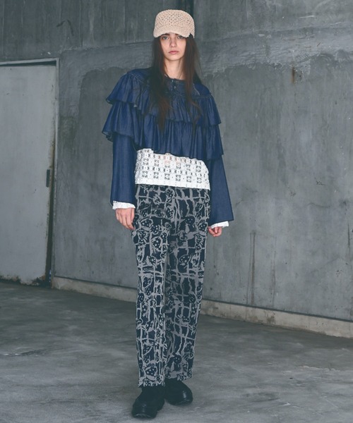 H.A.K(ハク)の「ニットジャカードトラックパンツ(その他パンツ・レディース・ネイビー/ベージュ・2/1)」の7枚目の写真