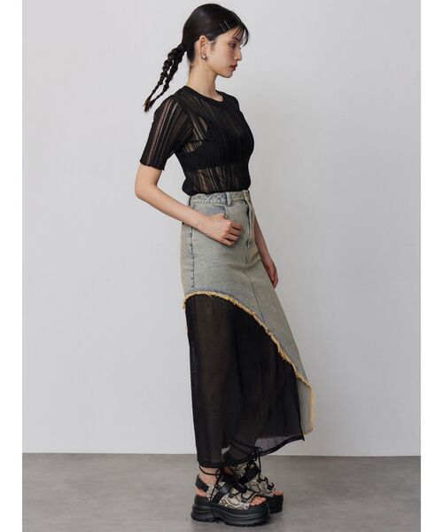 MURUA(ムルーア)の「シアーストライプニット(ニット/セーター・レディース・ブラック/アイボリー/ブルー・FREE)」の16枚目の写真