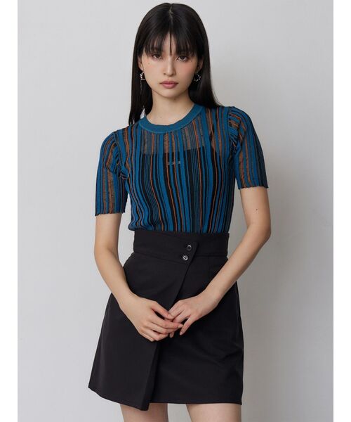 MURUA(ムルーア)の「シアーストライプニット(ニット/セーター・レディース・ブラック/アイボリー/ブルー・FREE)」の19枚目の写真