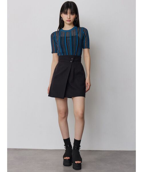 MURUA(ムルーア)の「シアーストライプニット(ニット/セーター・レディース・ブラック/アイボリー/ブルー・FREE)」の4枚目の写真