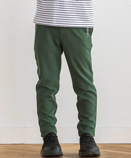 BeBe（ベベ）の「【抗菌防臭】ミラノリブポイントロゴ9分丈ロングパンツ(90~130cm)（その他パンツ・キッズ・グリーン/ネイビー/グレー・S/XS/M/L）」の2枚目の写真