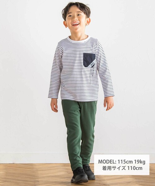 BeBe（ベベ）の「【抗菌防臭】ミラノリブポイントロゴ9分丈ロングパンツ(90~130cm)（その他パンツ・キッズ・グリーン/ネイビー/グレー・S/XS/M/L）」の11枚目の写真