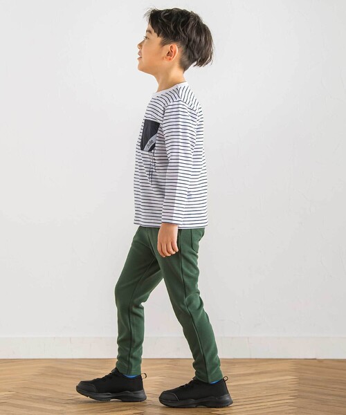 BeBe（ベベ）の「【抗菌防臭】ミラノリブポイントロゴ9分丈ロングパンツ(90~130cm)（その他パンツ・キッズ・グリーン/ネイビー/グレー・S/XS/M/L）」の12枚目の写真