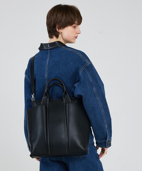 LOWELL things（ロウェル　シングス）の「Ordi/ダブルポケット2WAYトートL/A4・13インチPC収納可（トートバッグ・レディース・ブラック/アイボリー・フリー）」の18枚目の写真
